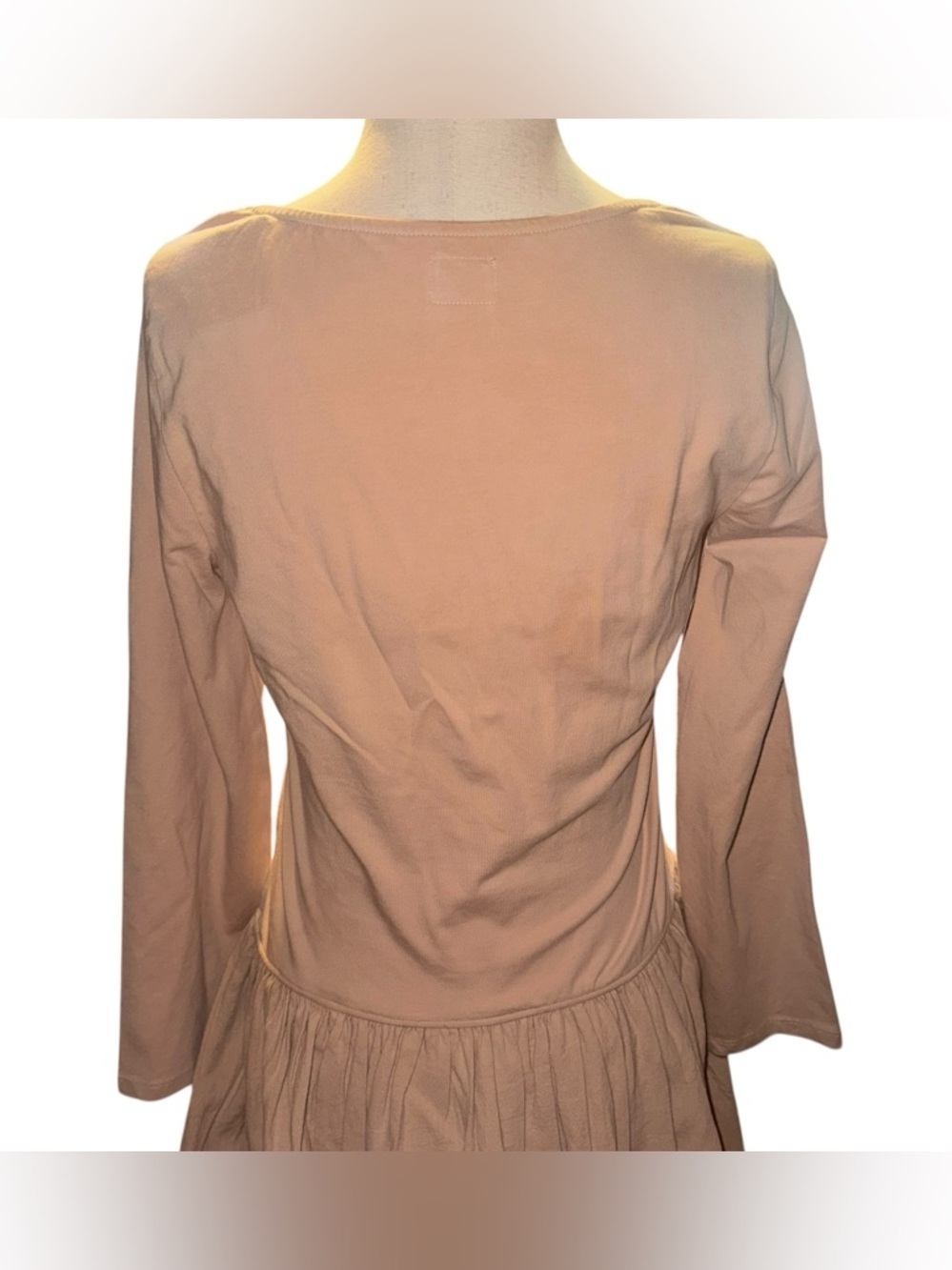 NWT FREE PEOPLE Free-est Onda Drop-Waist Long Sleeve Mini Dress Neutral Size L - Picture 11 of 16